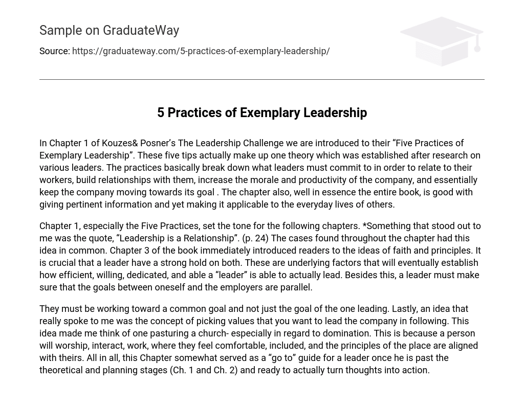 Practices of Exemplary Leadership