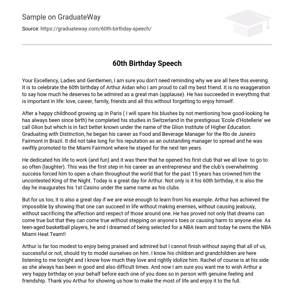 sample speech for 60th birthday