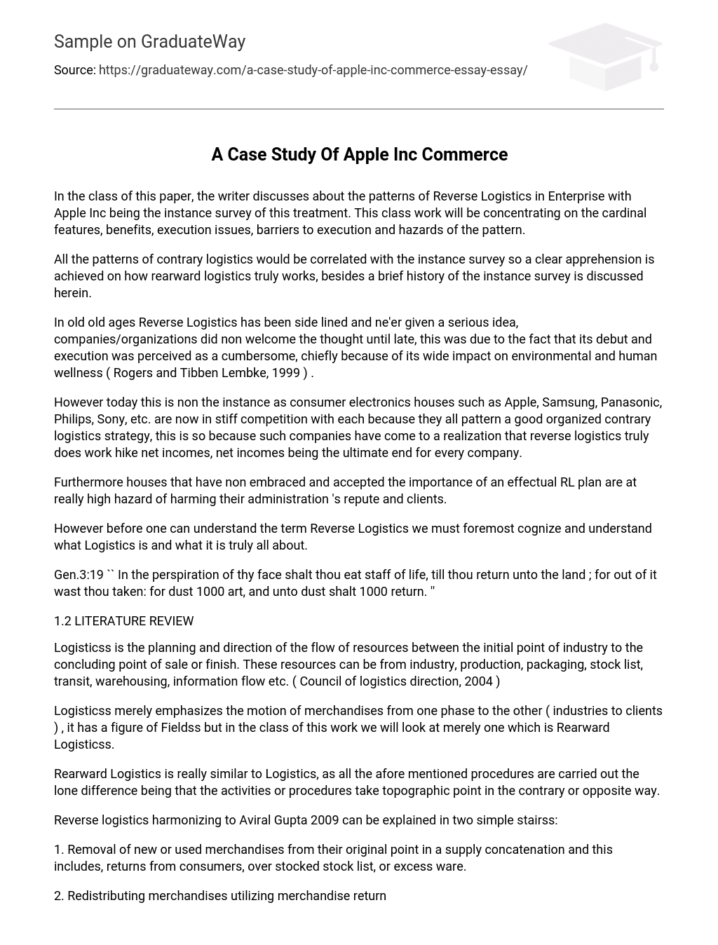 A Case Study Of Apple Inc Commerce