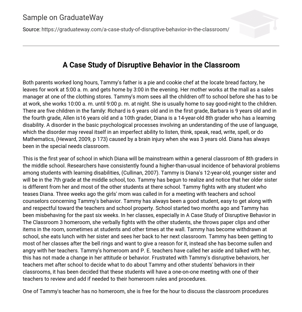 case study on disruptive behavior in the classroom