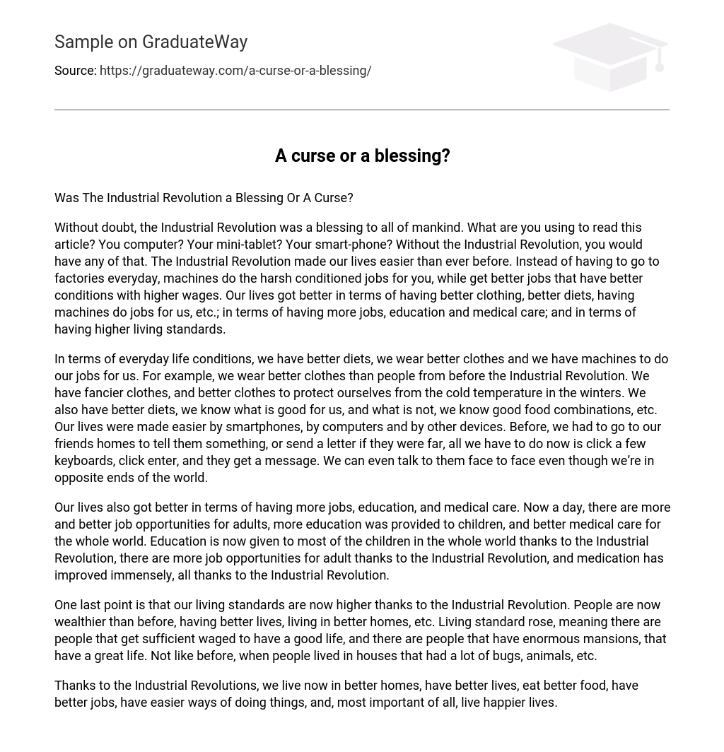A Curse Or A Blessing 457 Words Free Essay Example On Graduateway