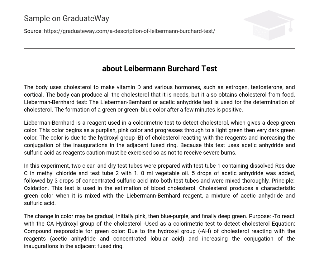 about Leibermann Burchard Test