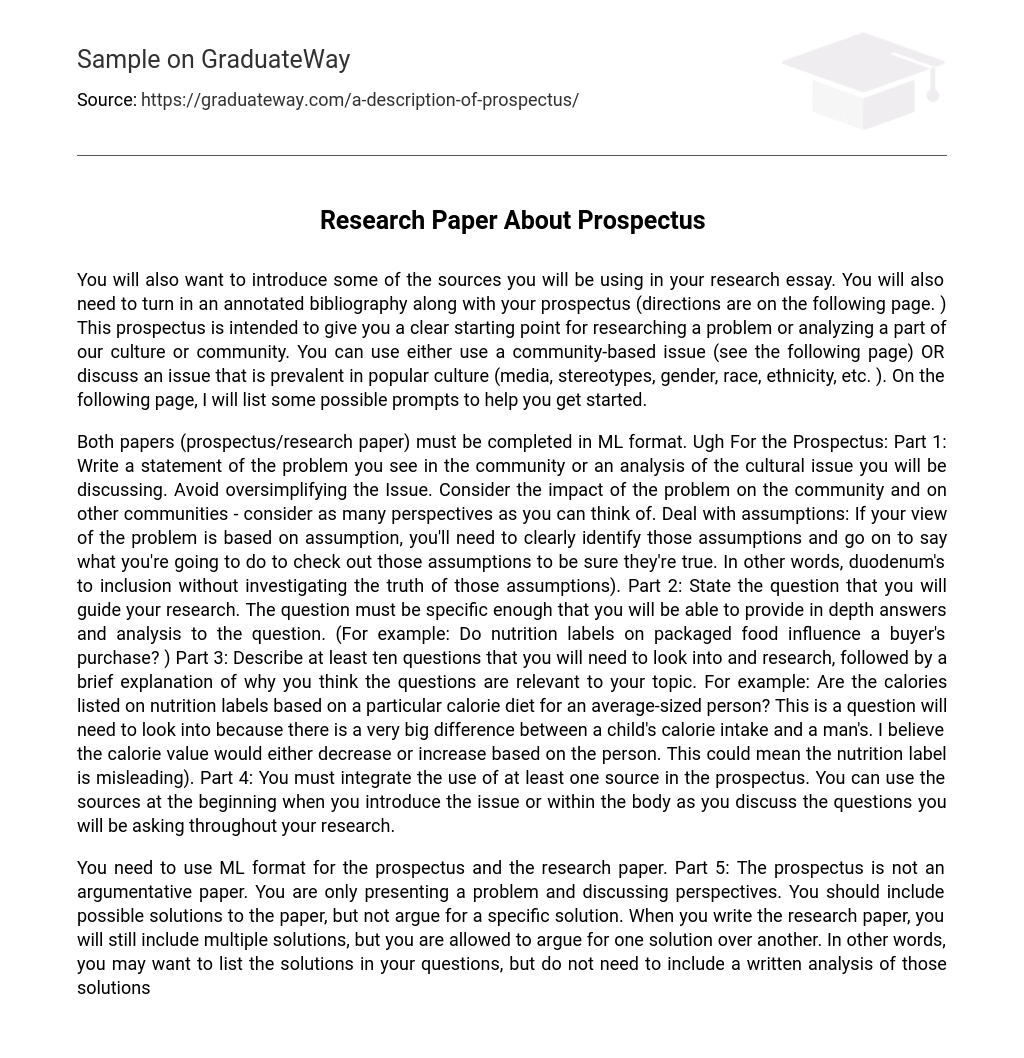 Research Paper About Prospectus