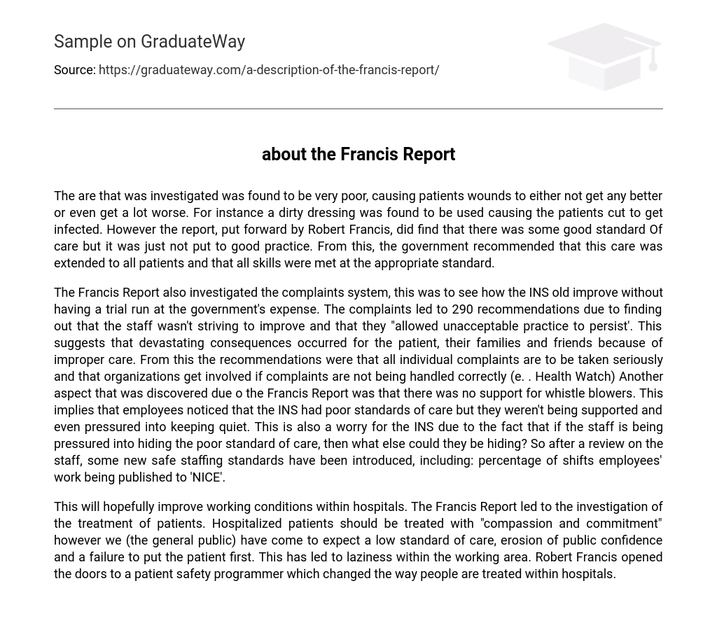 about the Francis Report