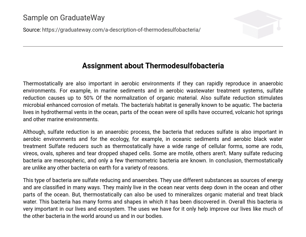 Assignment about Thermodesulfobacteria
