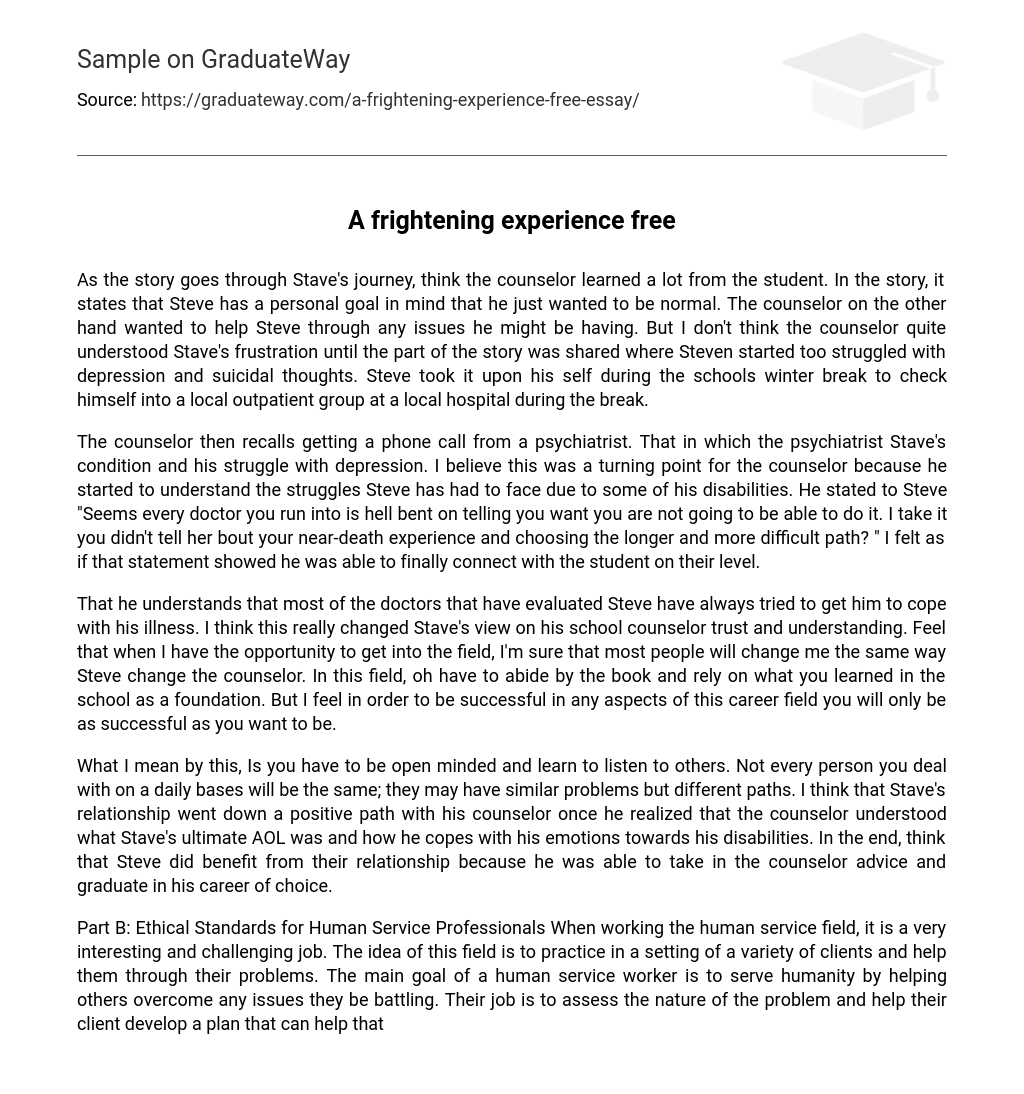 a frightening experience essay 250 words brainly