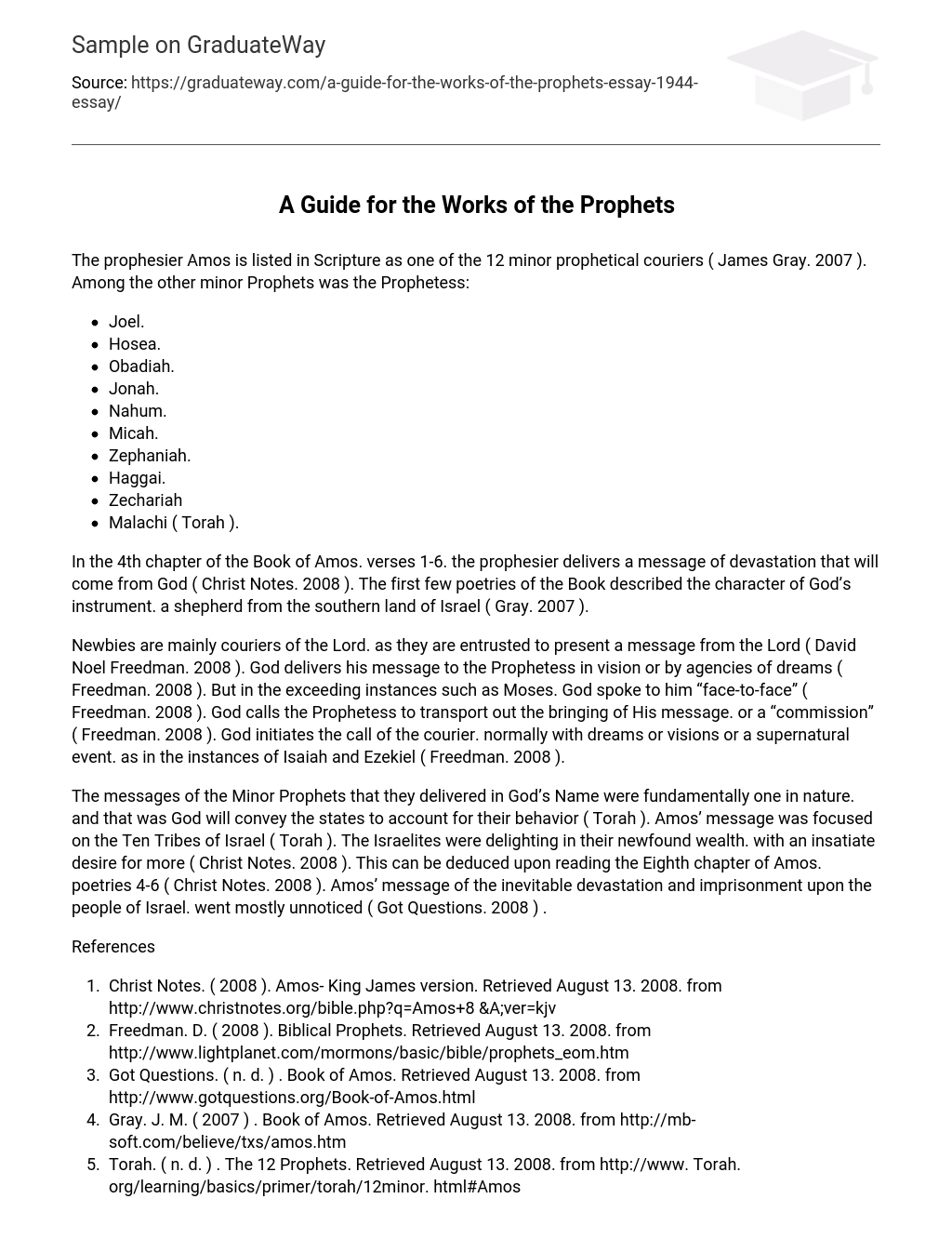 A Guide for the Works of the Prophets