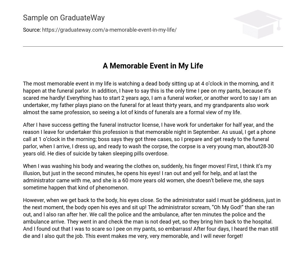  A Memorable Event In My Life Essay Example GraduateWay