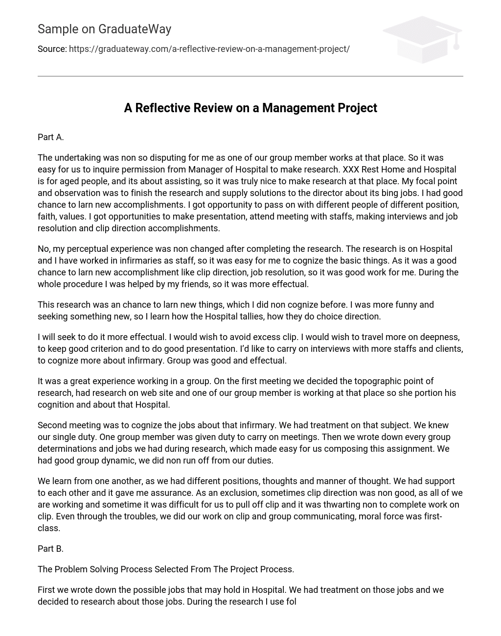 A Reflective Review on a Management Project