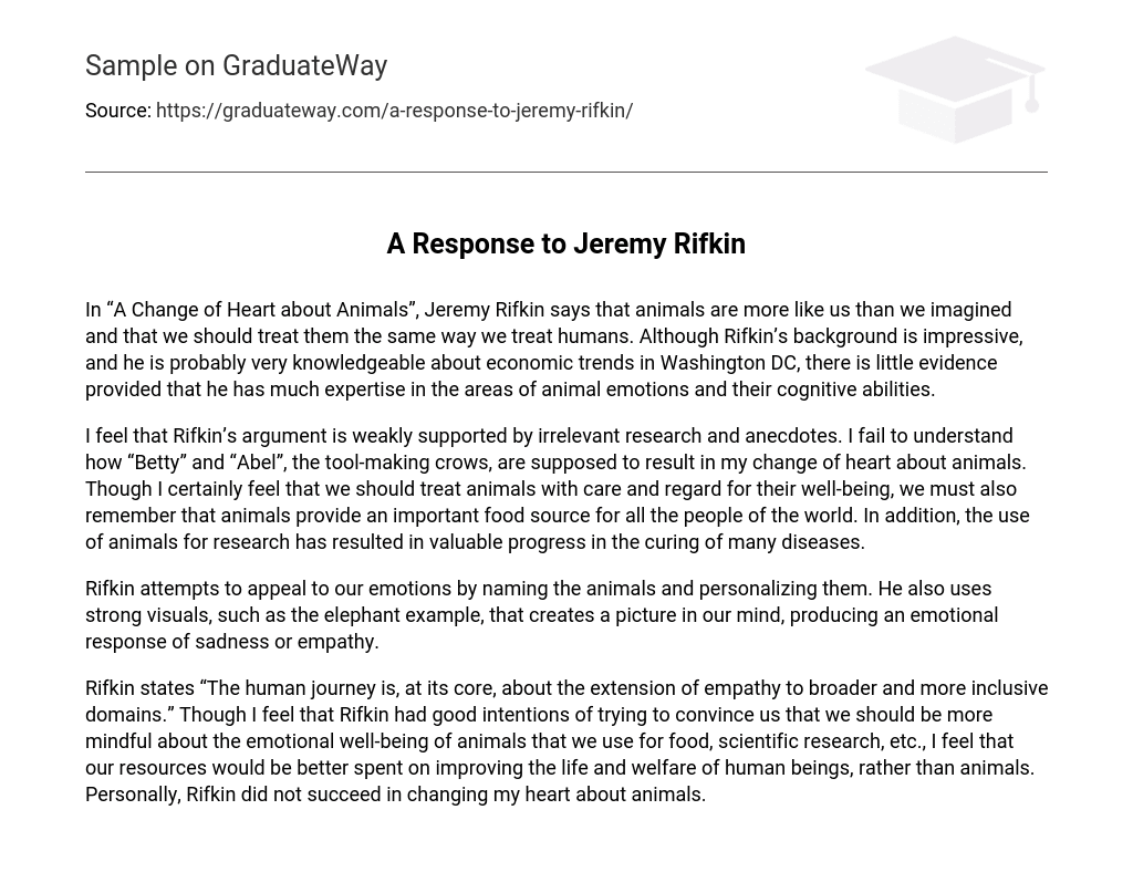 A Response to Jeremy Rifkin