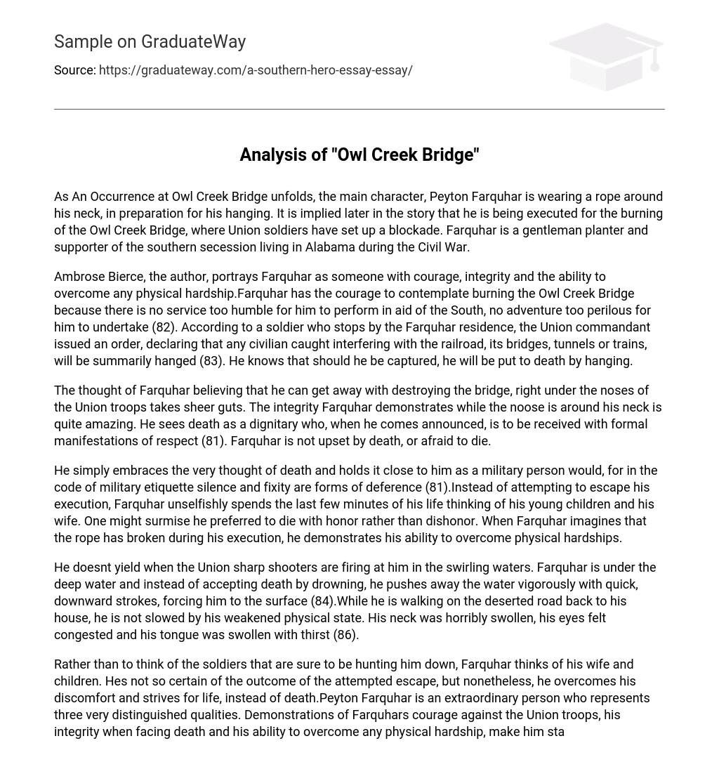 Analysis of “Owl Creek Bridge”