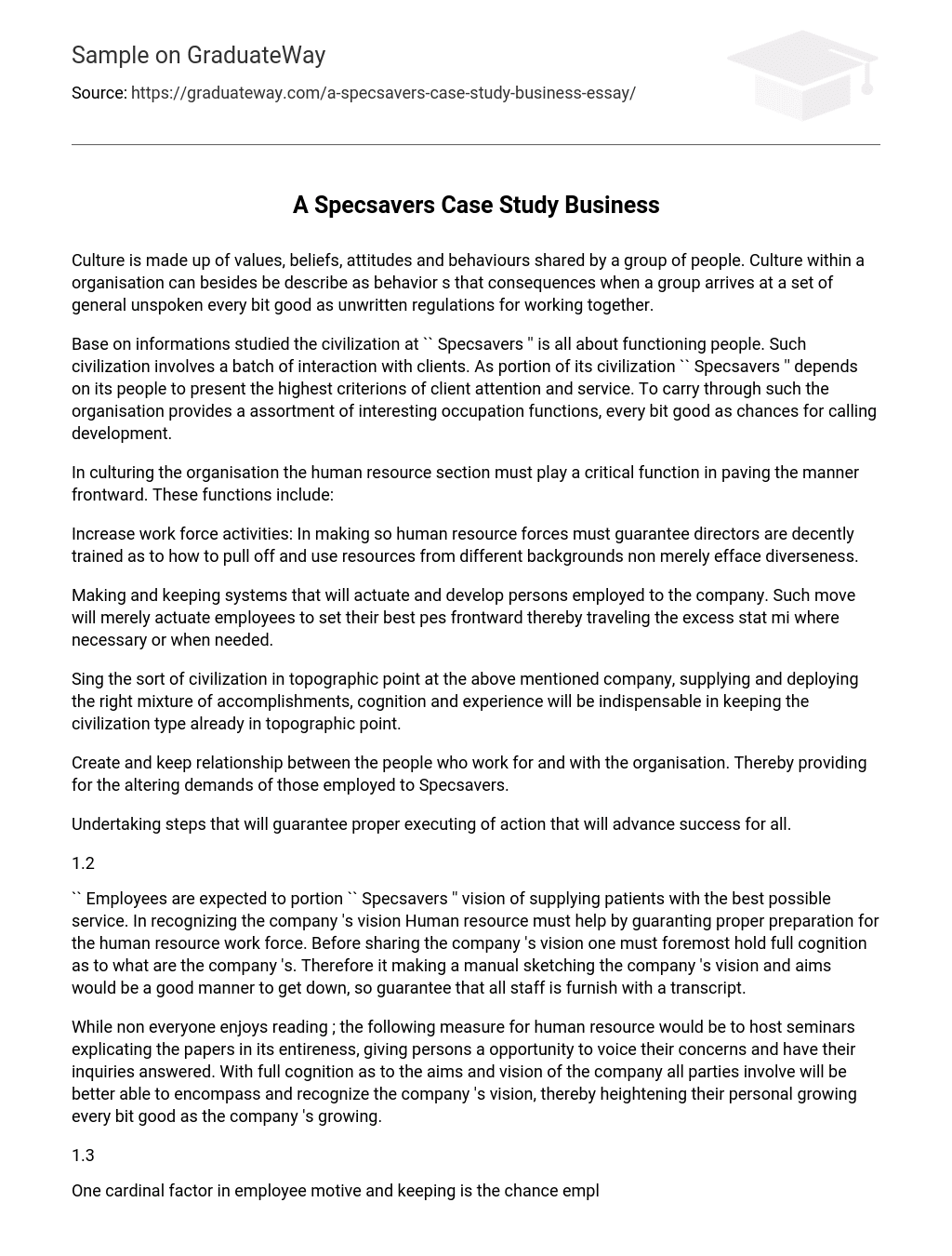 A Specsavers Case Study Business