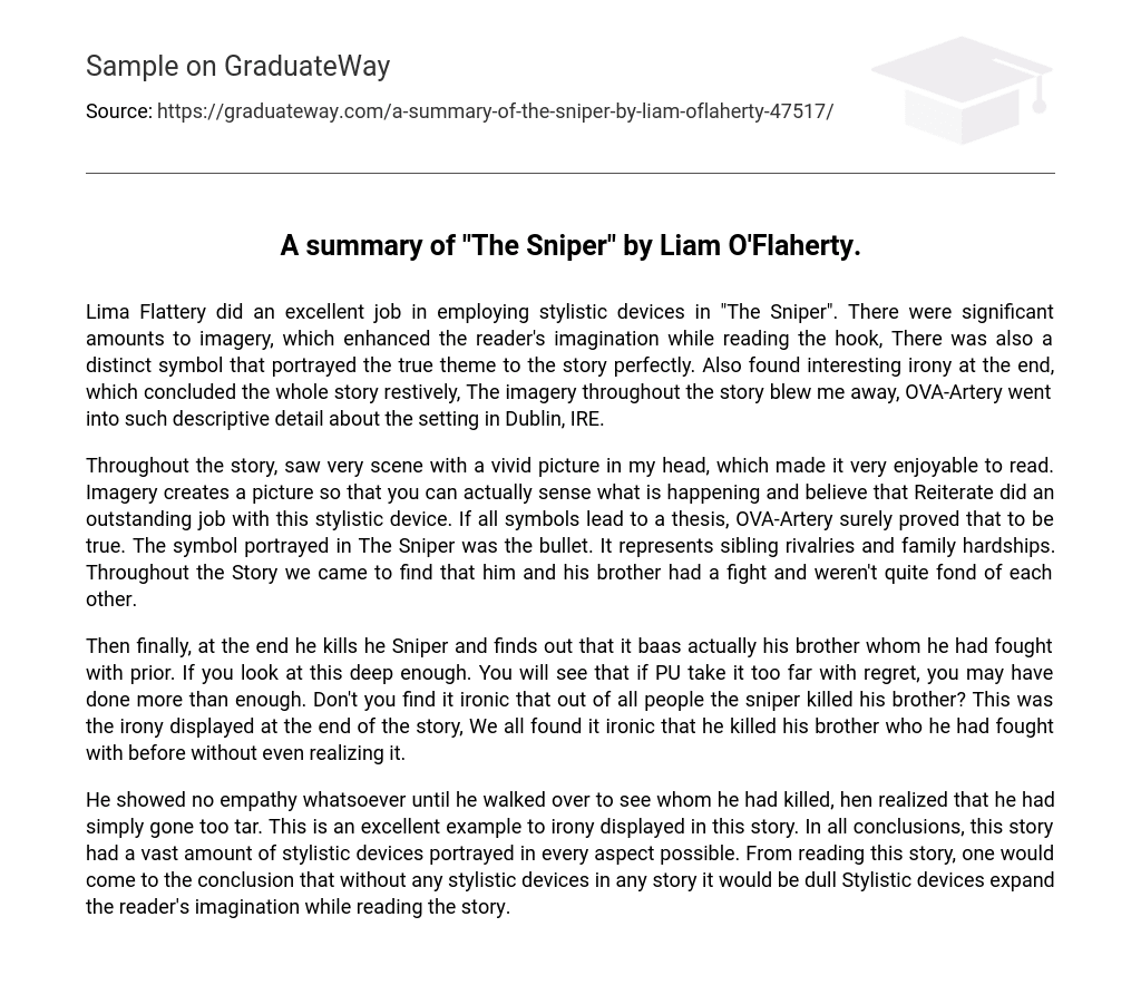 A summary of “The Sniper” by Liam O’Flaherty.