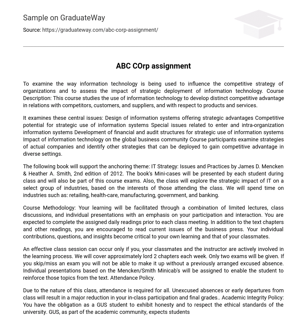ABC COrp assignment