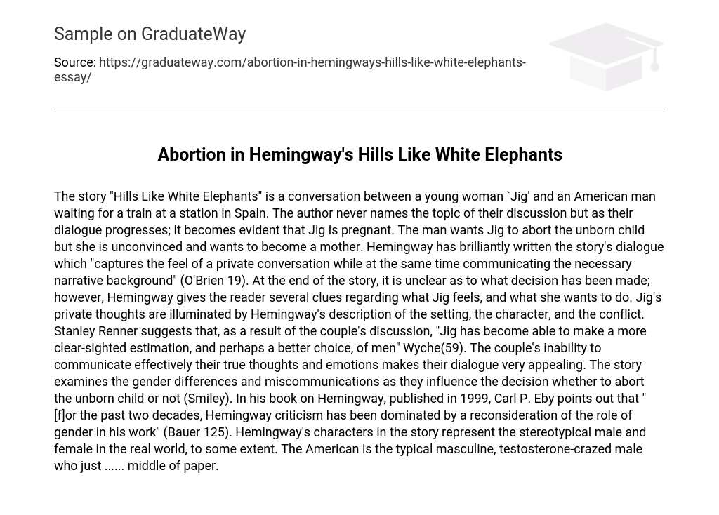 Abortion in Hemingway’s Hills Like White Elephants