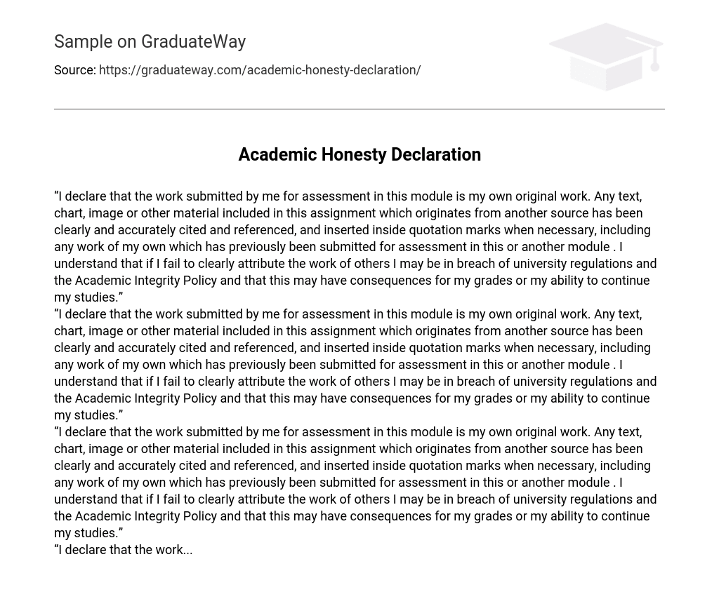 Academic Honesty Declaration