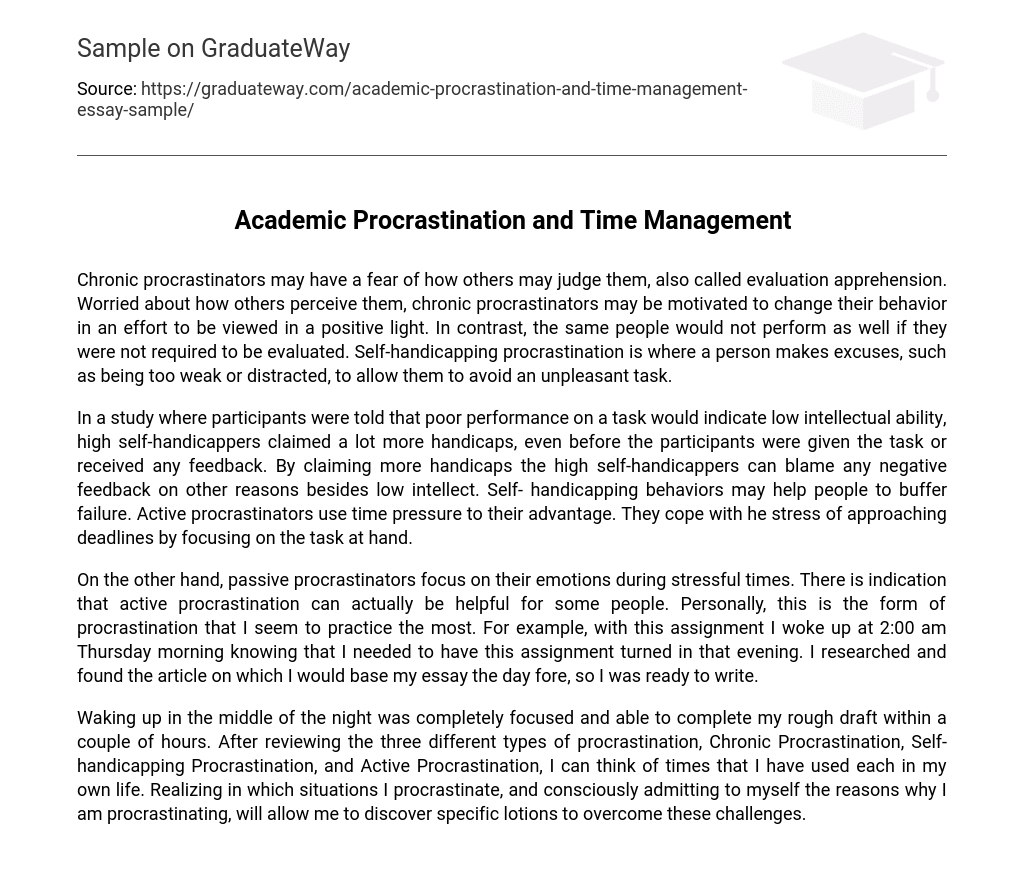 Academic Procrastination and Time Management