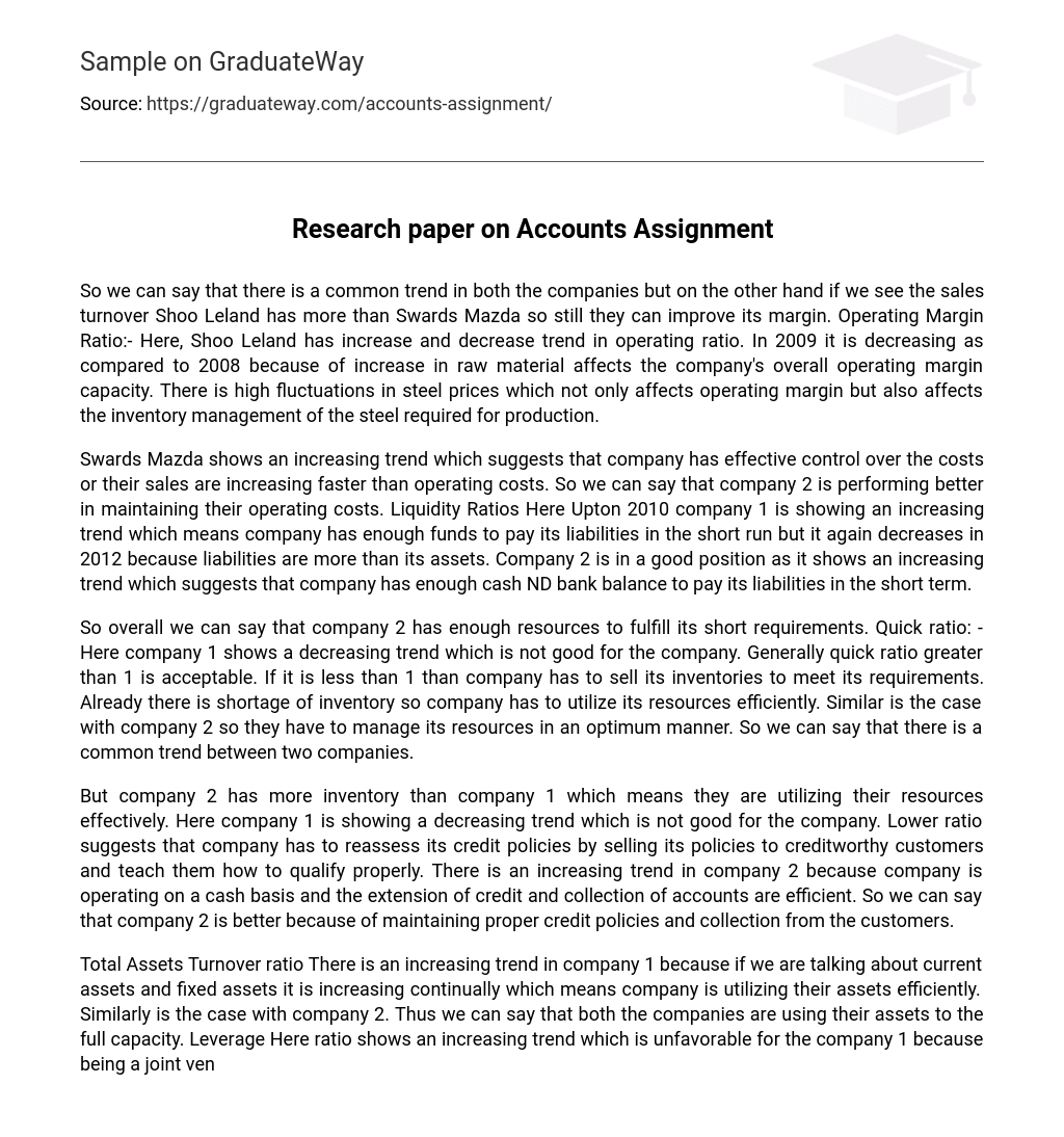 Research paper on Accounts Assignment