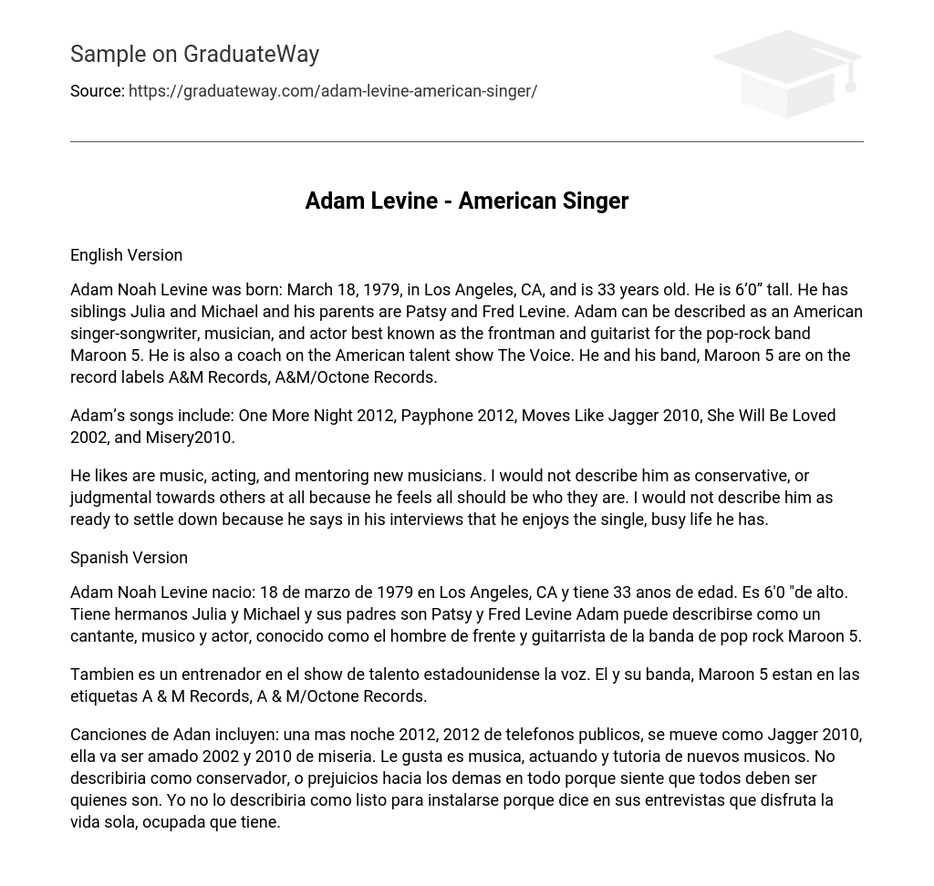 Adam Levine – American Singer