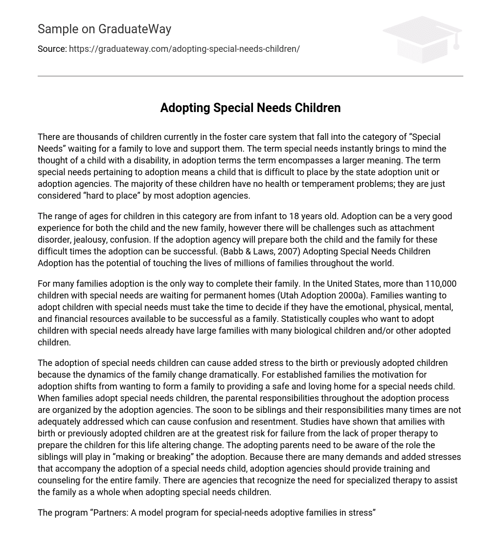 Adopting Special Needs Children