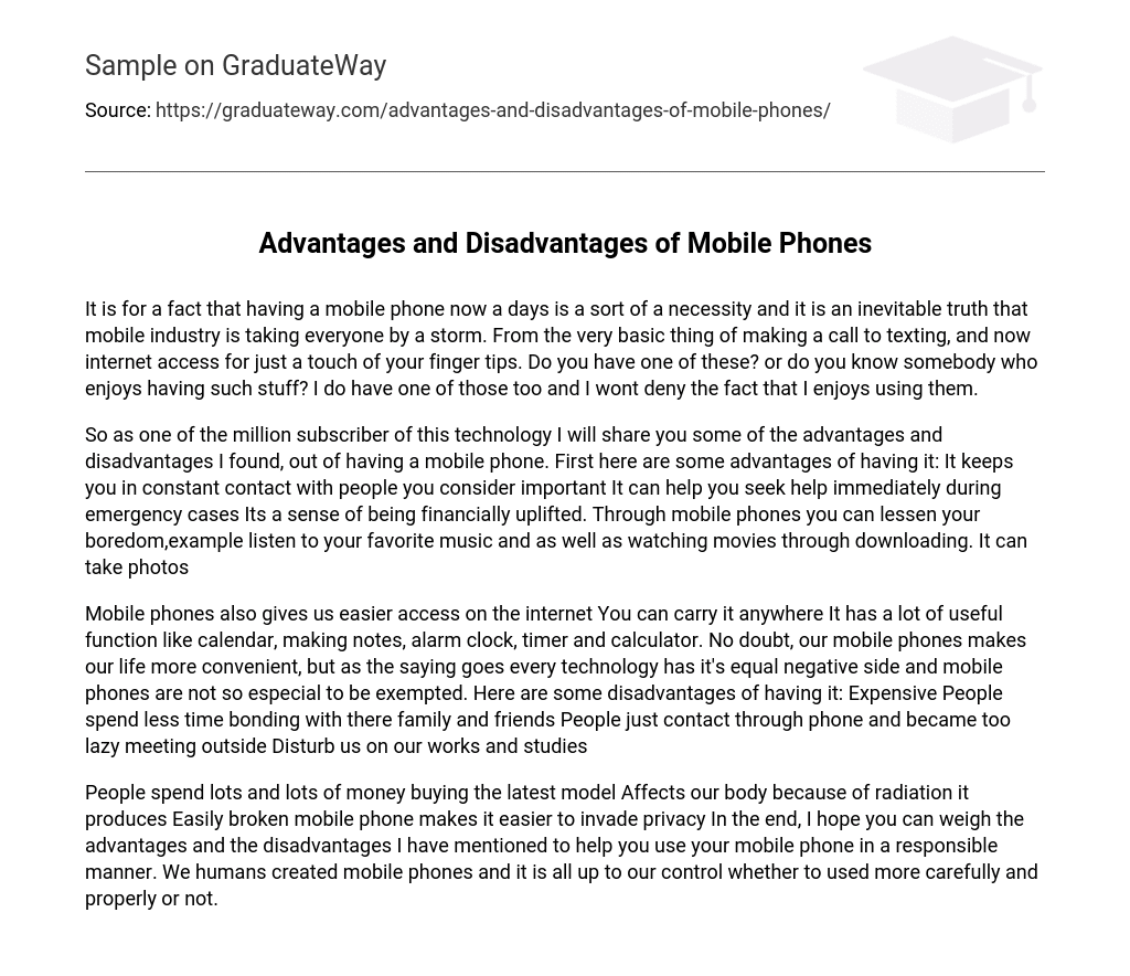 Advantages and Disadvantages of Mobile Phones