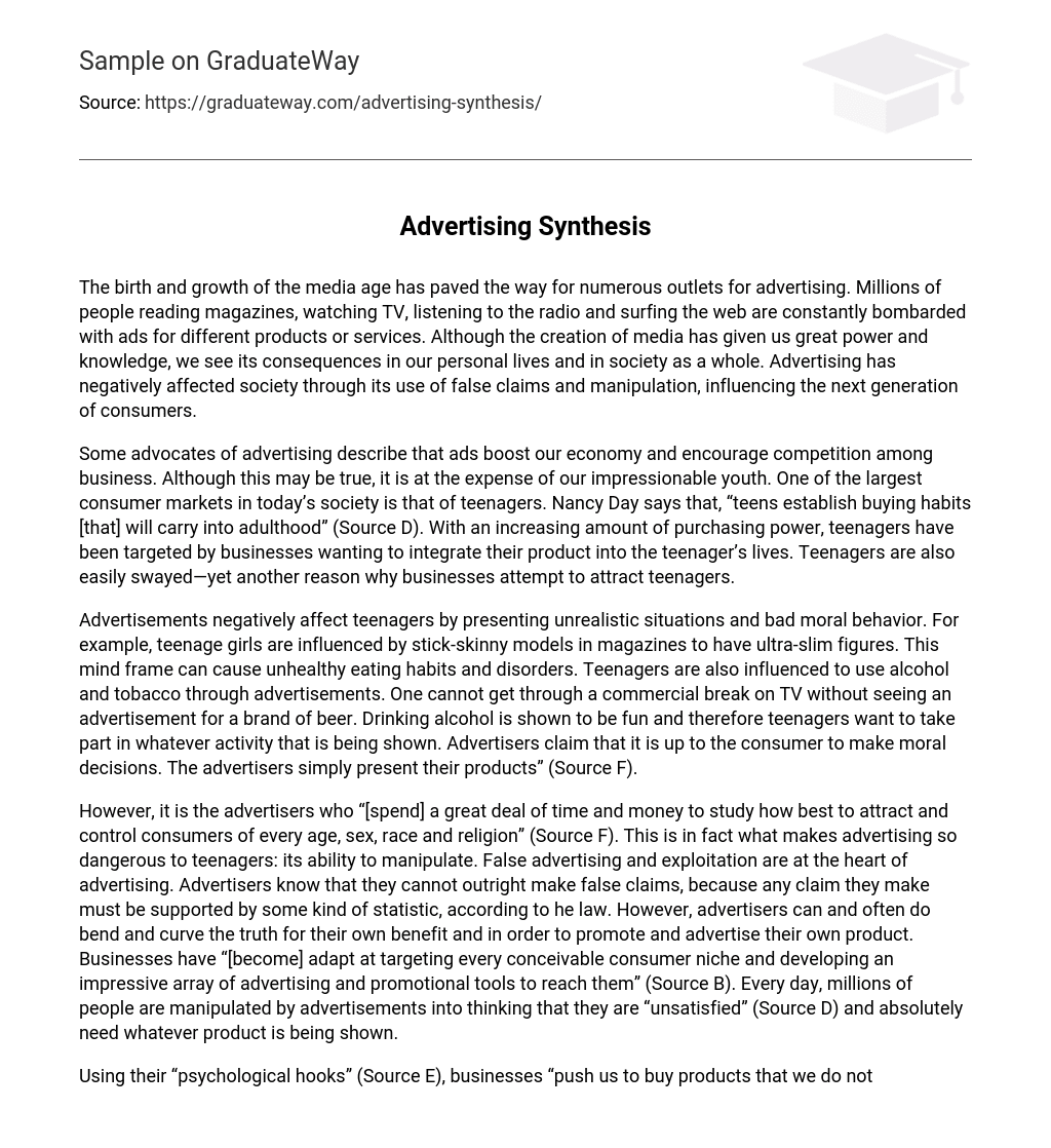 advertising synthesis essay