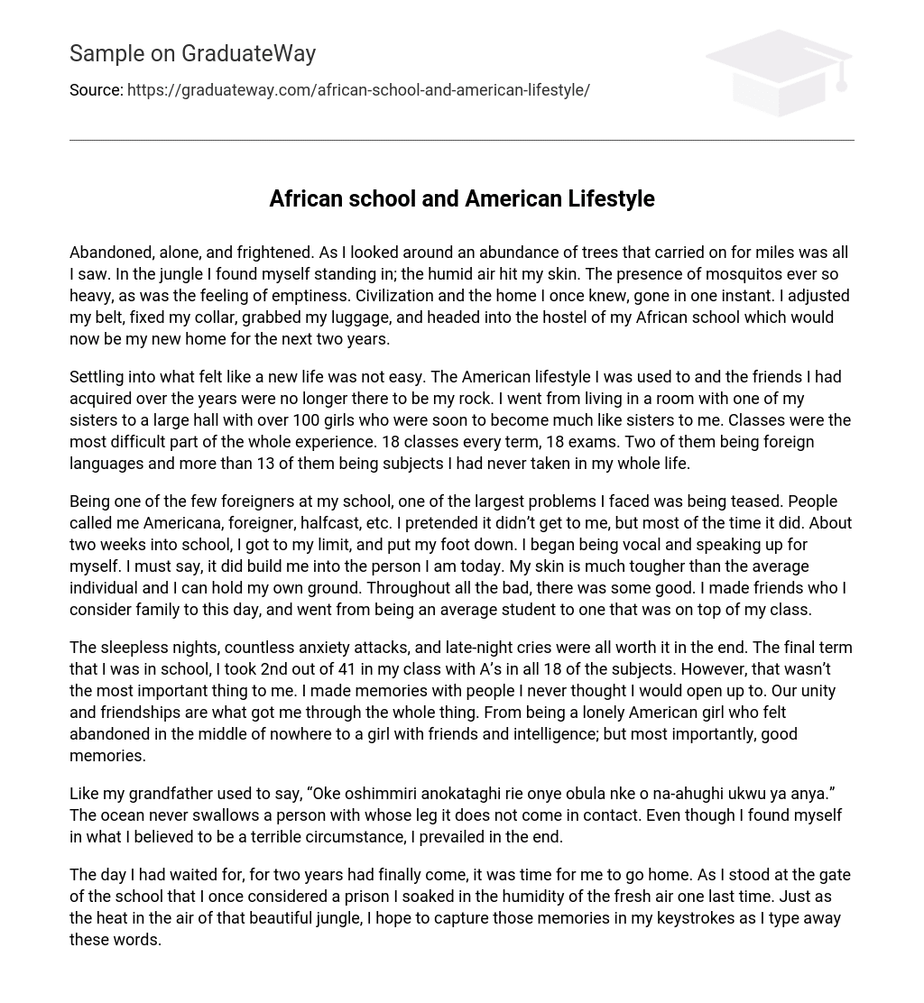 African school and American Lifestyle