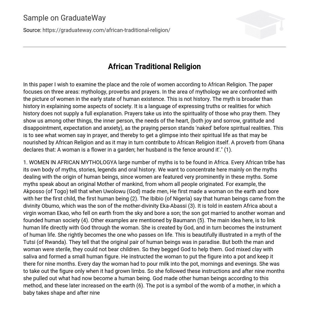 african religion essay examples