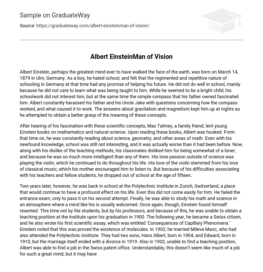 Albert EinsteinMan of Vision
