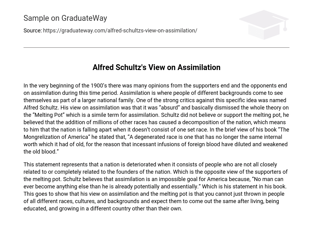 Alfred Schultz’s View on Assimilation