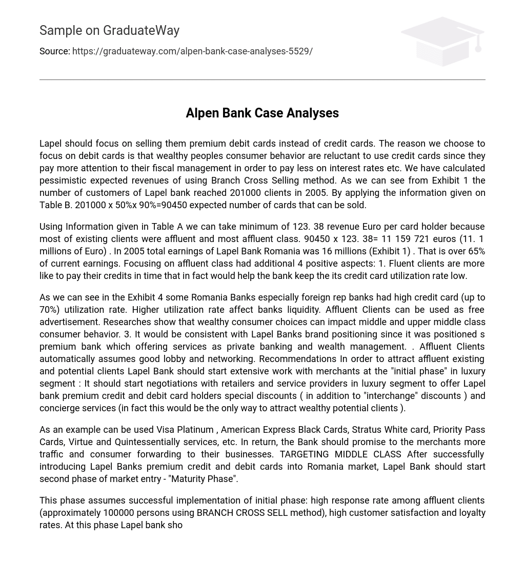 Alpen Bank Case Analyses
