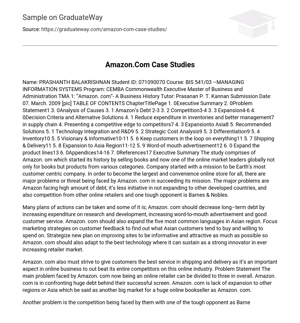 Amazon.Com Case Studies