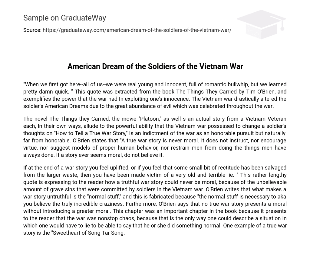 American Dream of the Soldiers of the Vietnam War