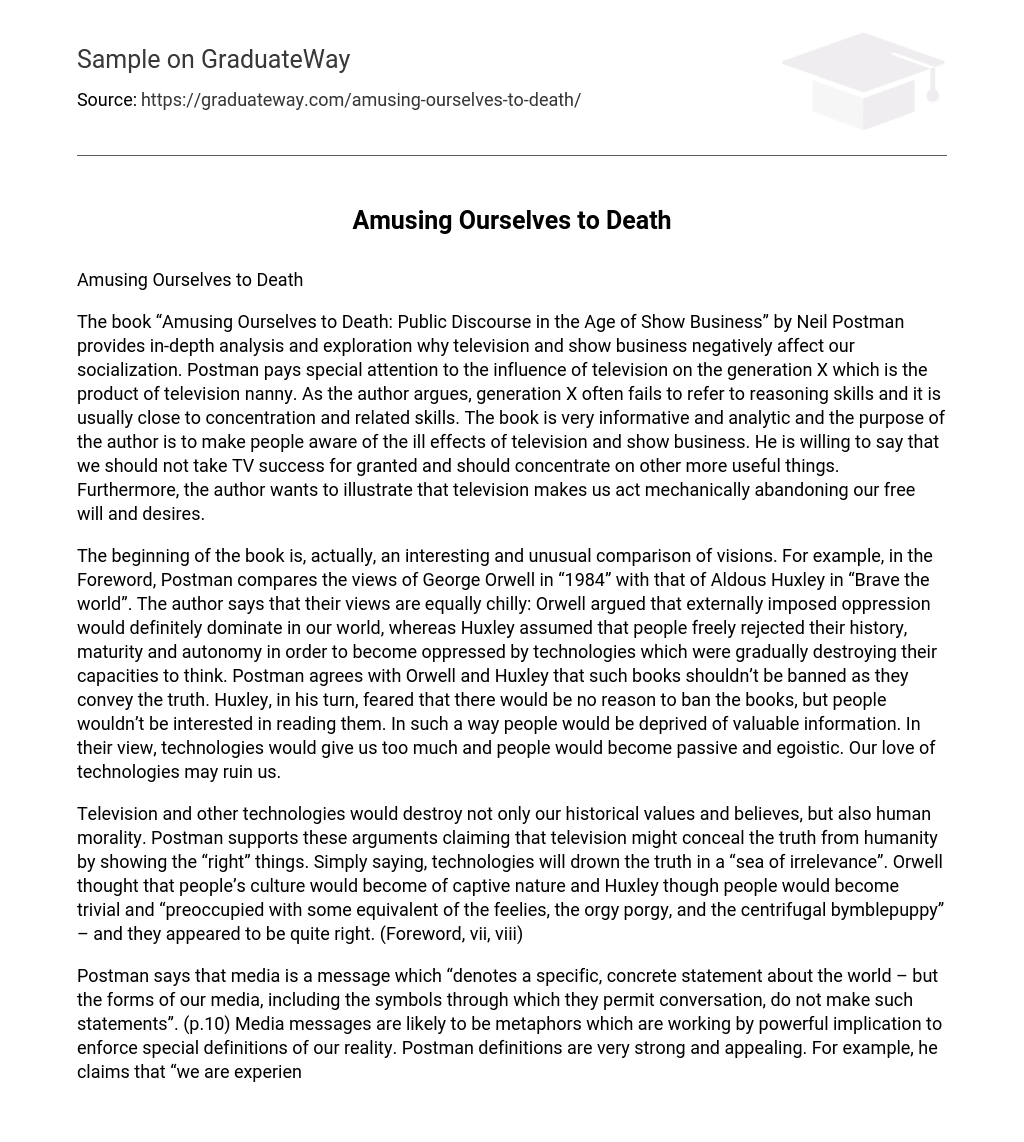 amusing ourselves to death essay