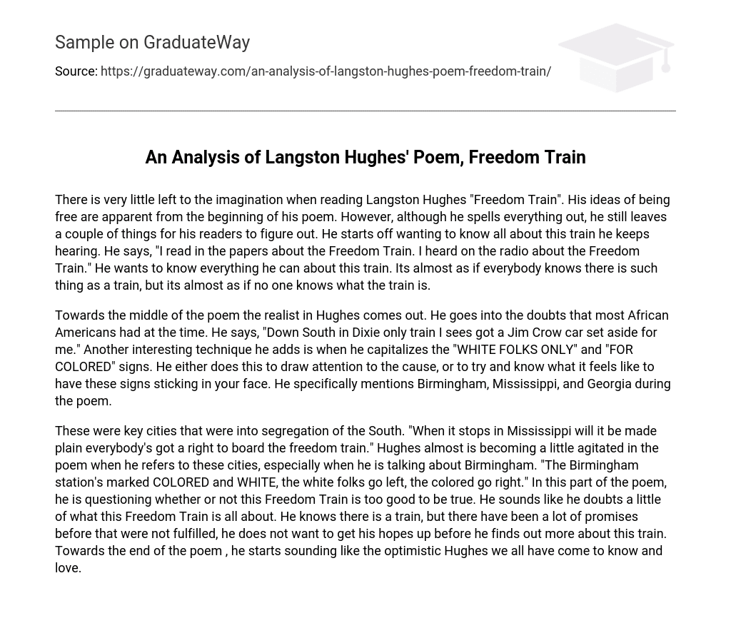 An Analysis of Langston Hughes’ Poem, Freedom Train