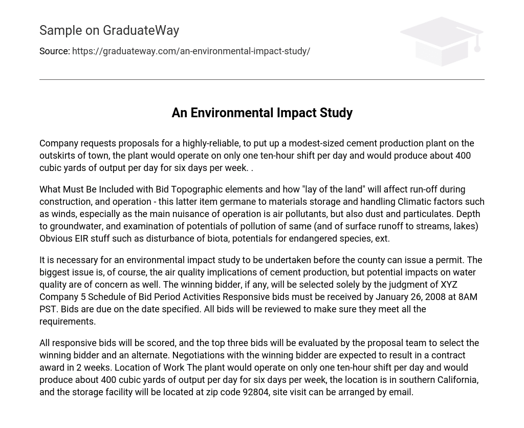 An Environmental Impact Study