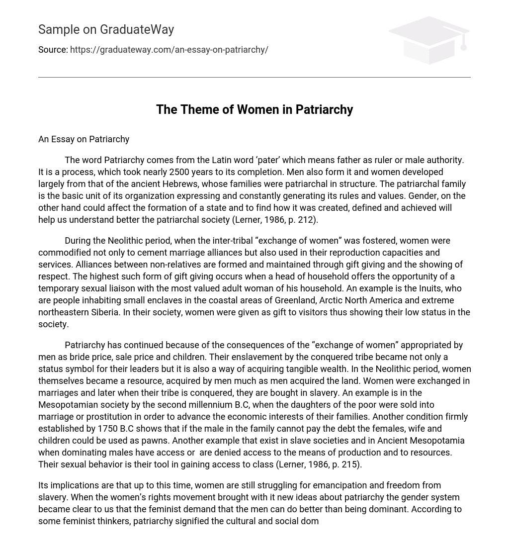 essay on what is patriarchy