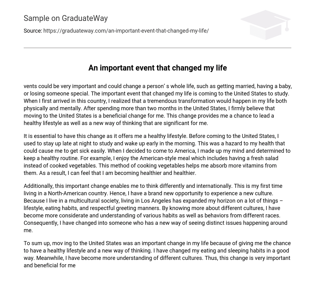 a significant event that changed my life essay