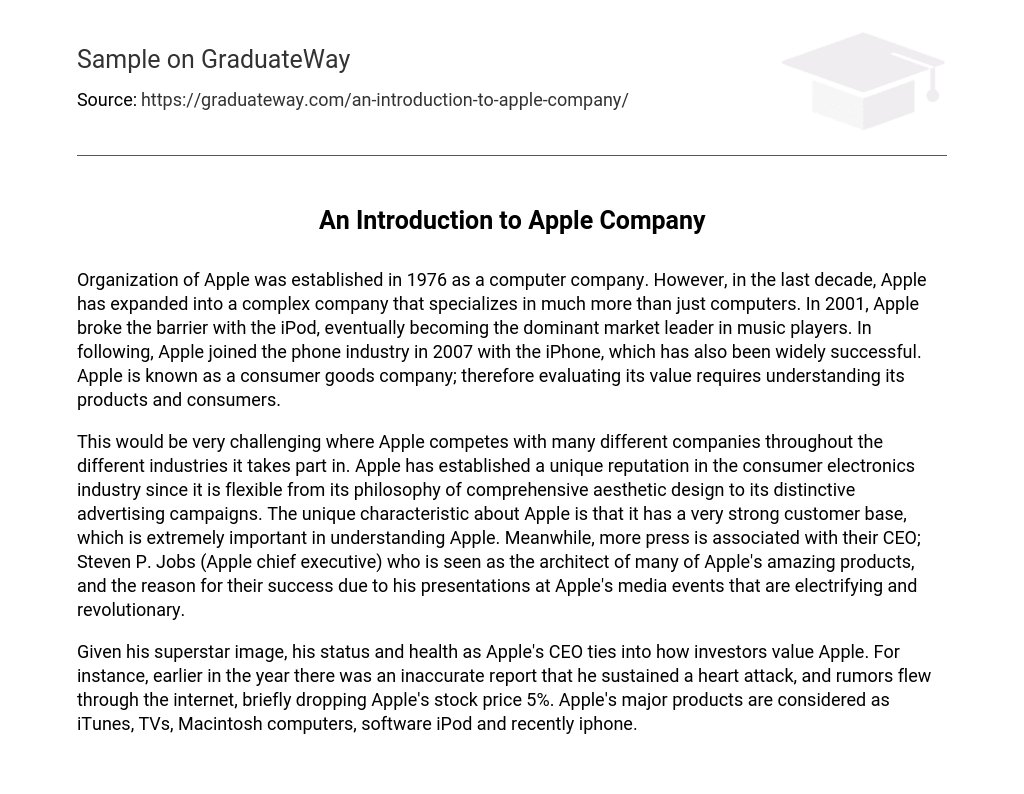 apple company introduction assignment