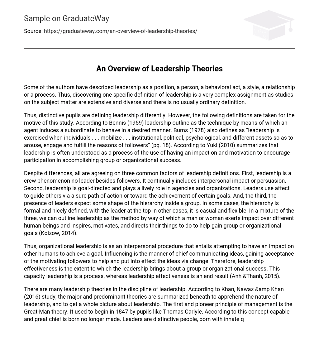 An Overview of Leadership Theories