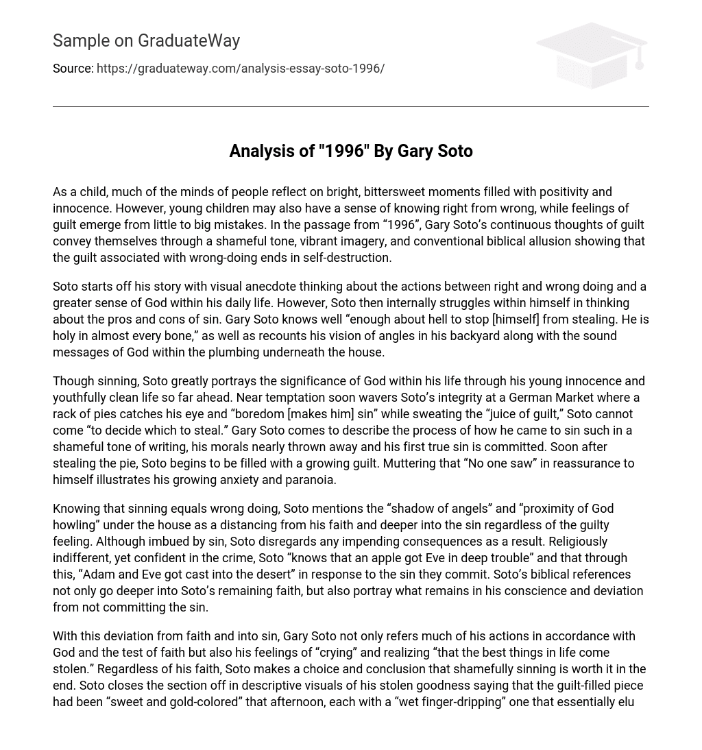 Analysis of “1996” By Gary Soto