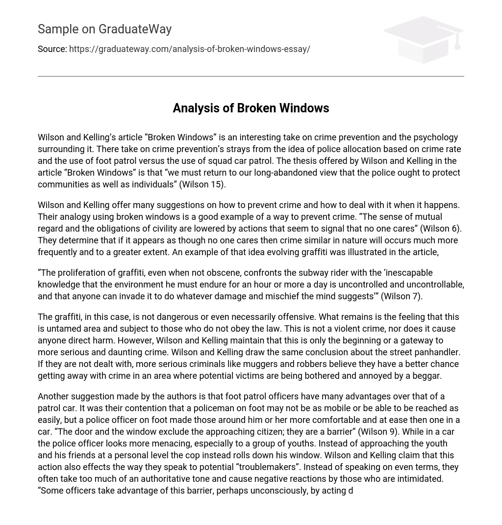 Analysis of Broken Windows