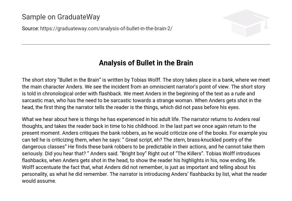 Analysis of Bullet in the Brain