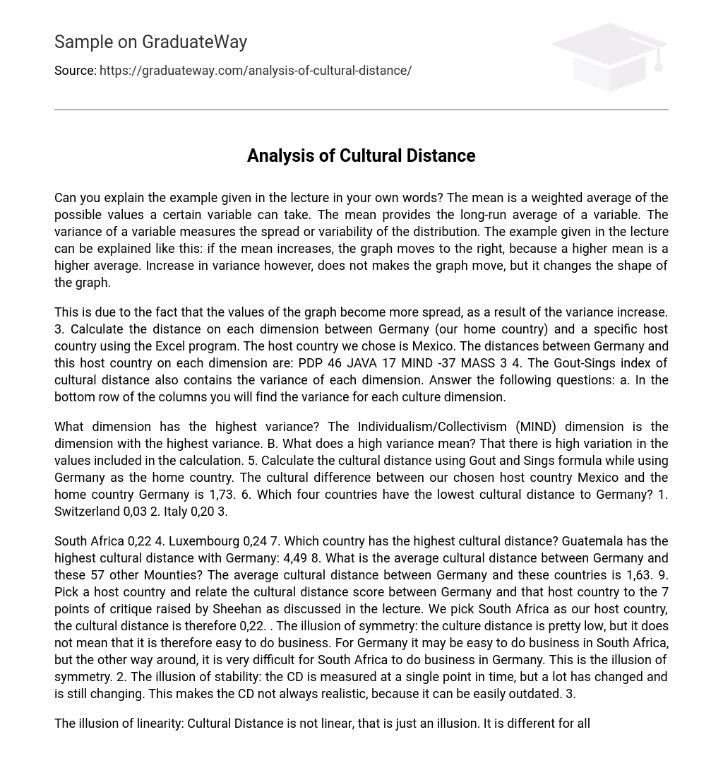 Analysis of Cultural Distance