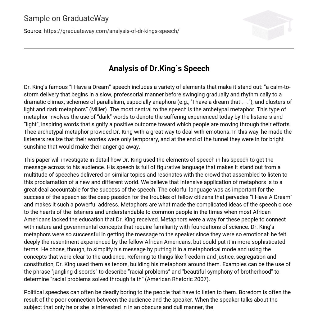 Analysis of Dr.King`s Speech