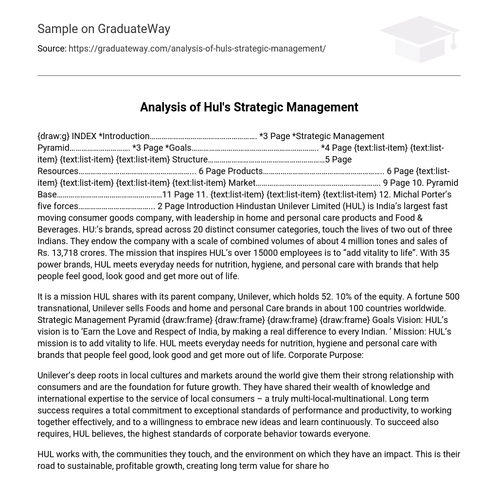 Analysis of Hul’s Strategic Management