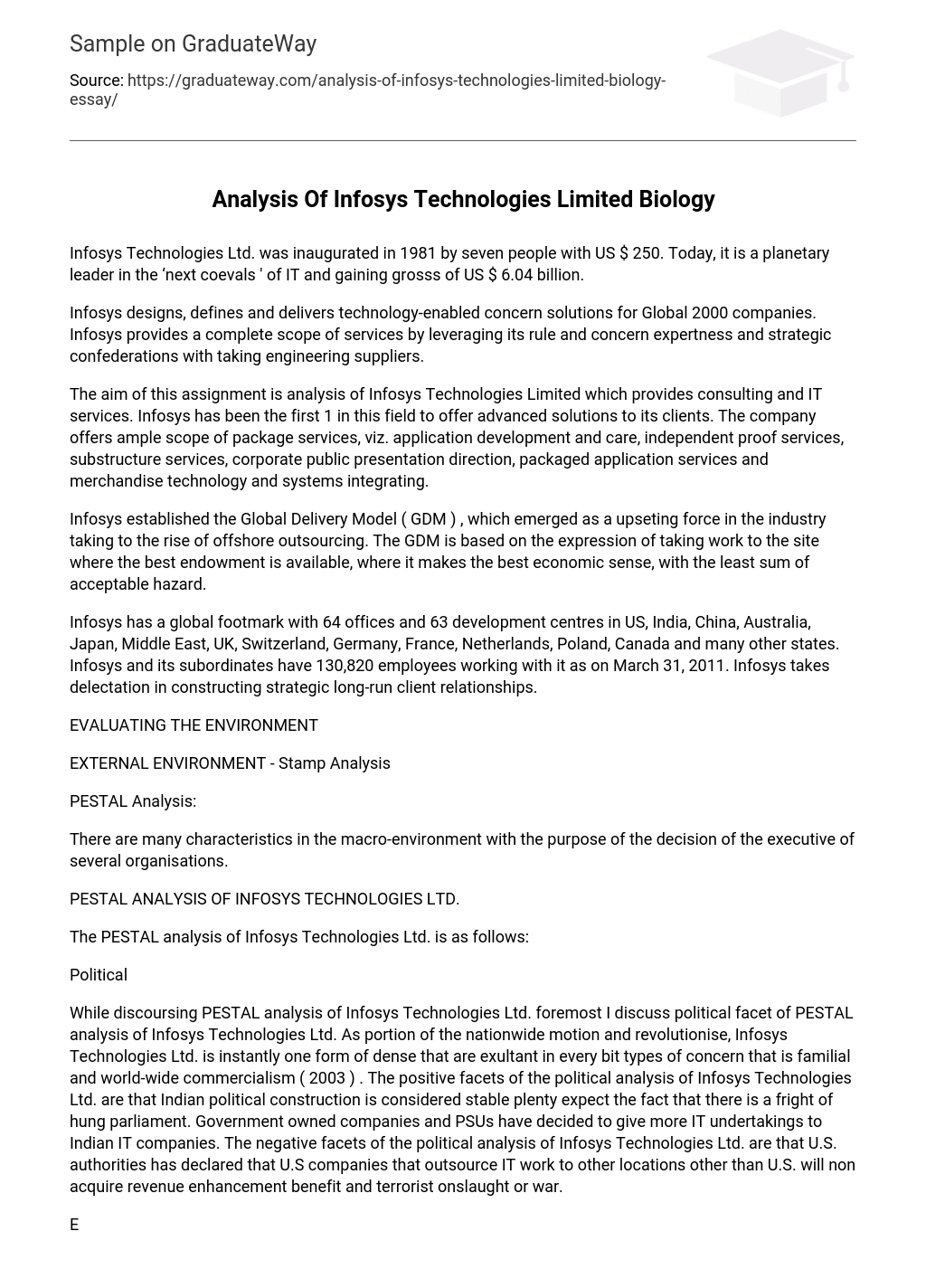 Analysis Of Infosys Technologies Limited Biology