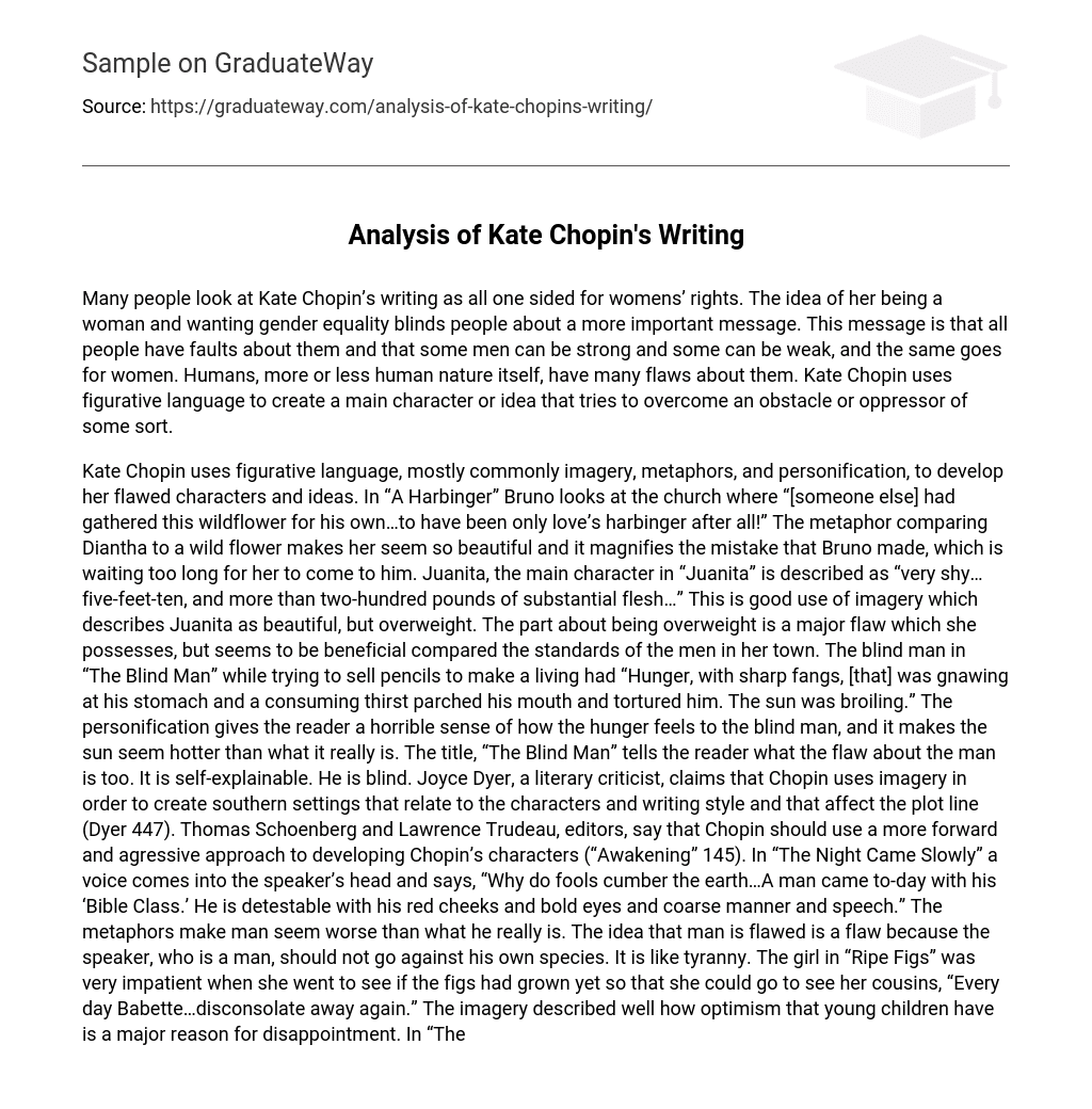 Analysis of Kate Chopin’s Writing