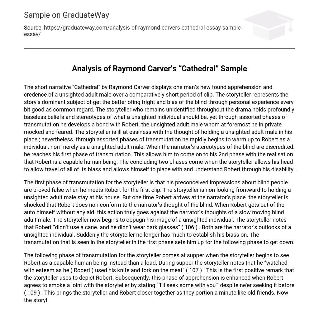 Analysis of Raymond Carver’s “Cathedral” Sample
