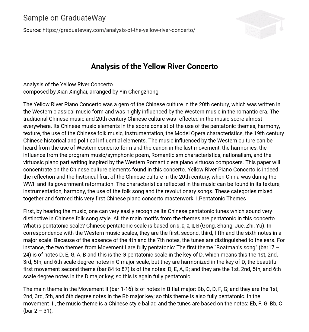 Analysis of the Yellow River Concerto